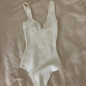 A & F white ribbed bodysuit